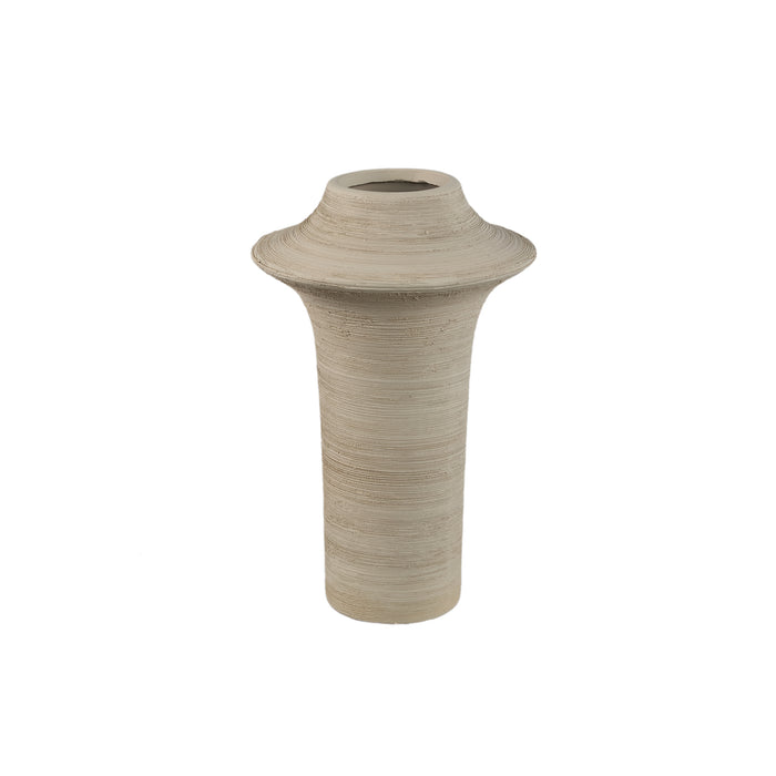 PTMD Rinder Beige Matt Ceramic Wide Ring Vase High L