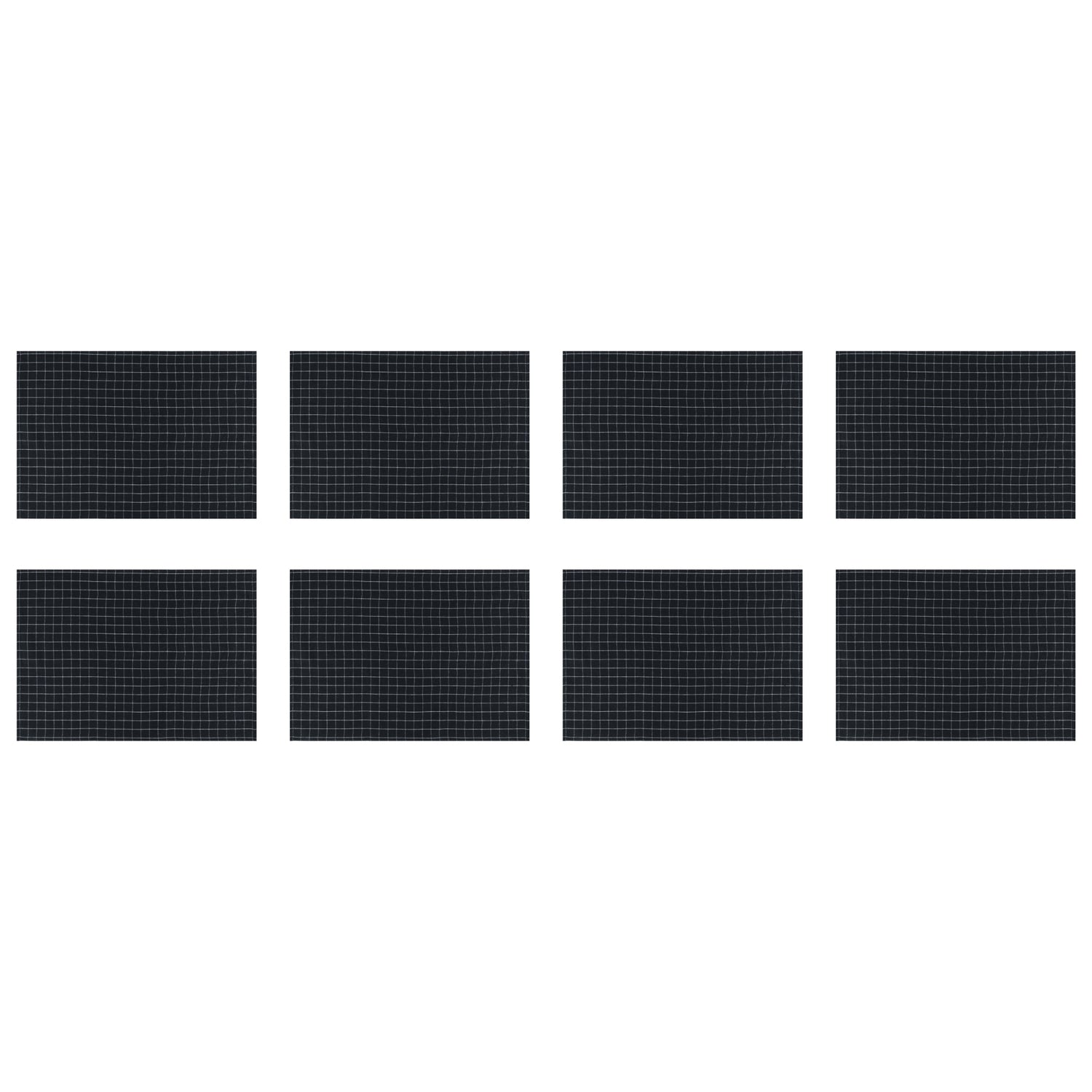 Krumble Theedoek met ruitpatroon klein - Zwart - Set van 8