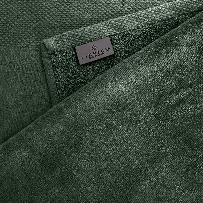 LINNICKVelours Handdoek  Katoen 60x110cm - olive green - Set van 4