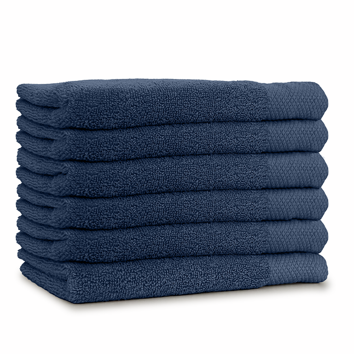 LINNICK Diamond Badstof Handdoek 60x110cm - ocean blue - set van 6