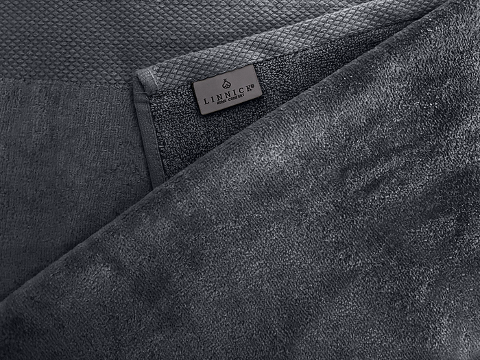 LINNICKVelours Handdoek  Katoen 50x100cm - dark grey - Set van 6