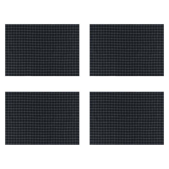 Krumble Theedoek met ruitpatroon klein - Zwart - Set van 4