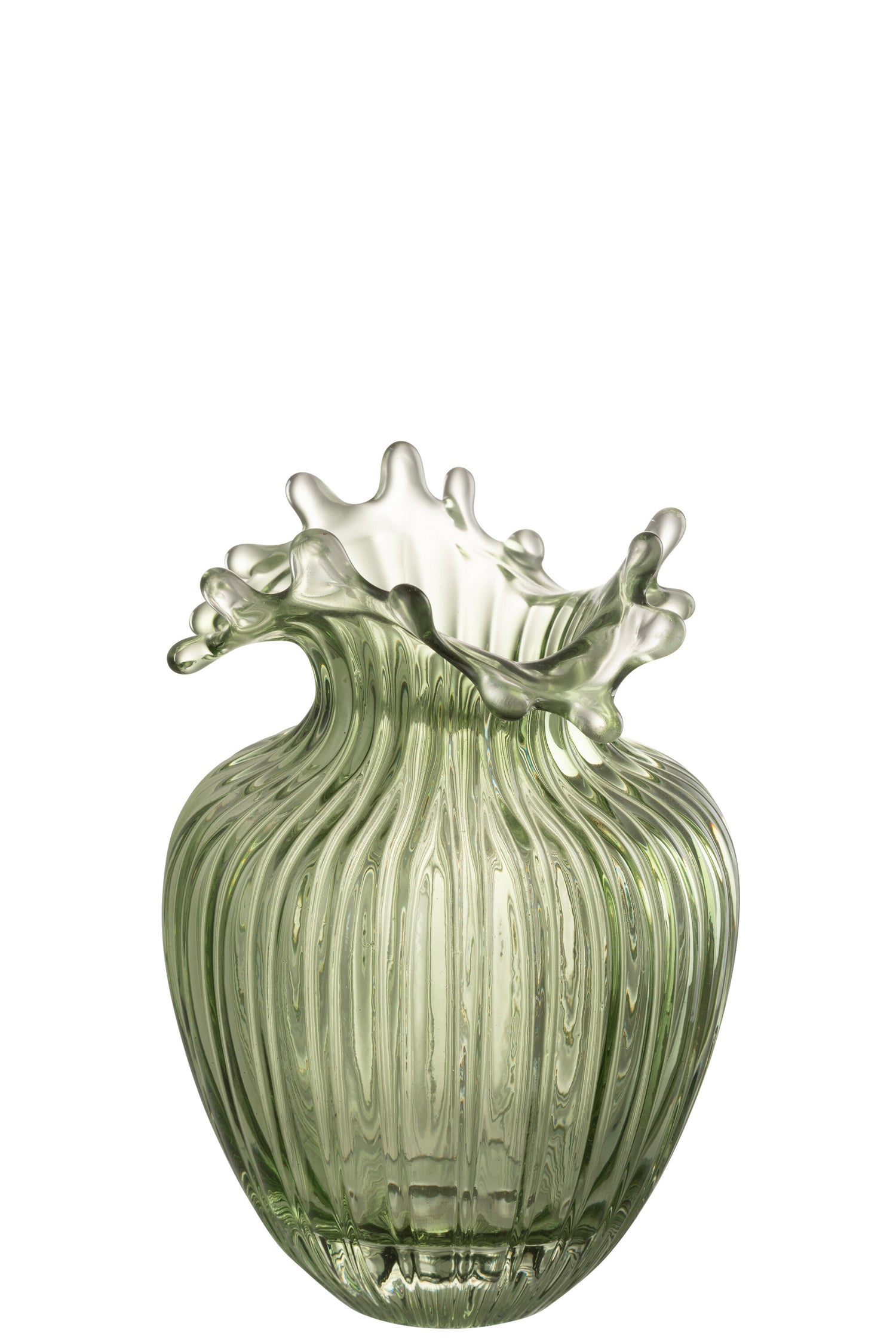 J-Line vaas Bloem Lijnen - glas - kaki - small - 21 cm hoog