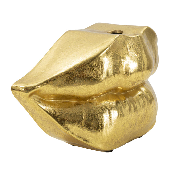 Mouth - Vaas in gouden harsvormige lippen