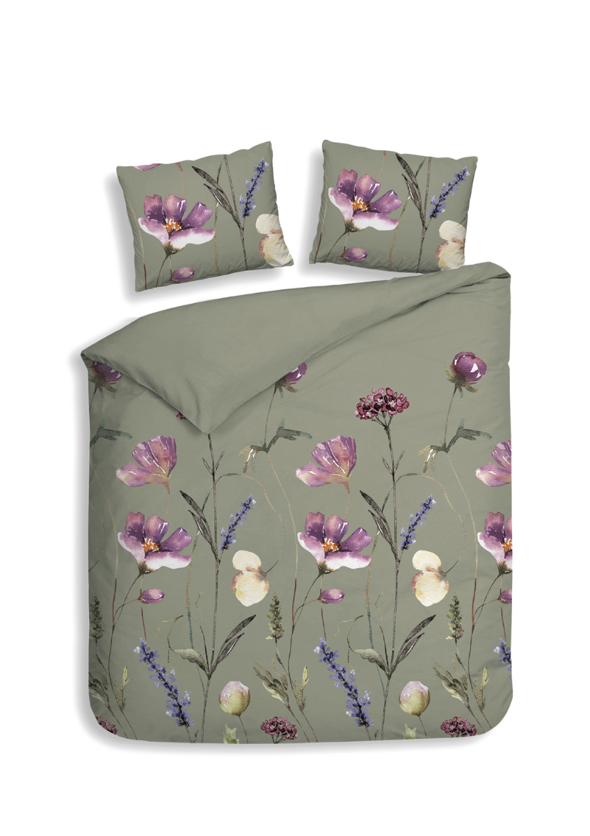 Heckett Lane Dekbedovertrek Flanel Vico - green