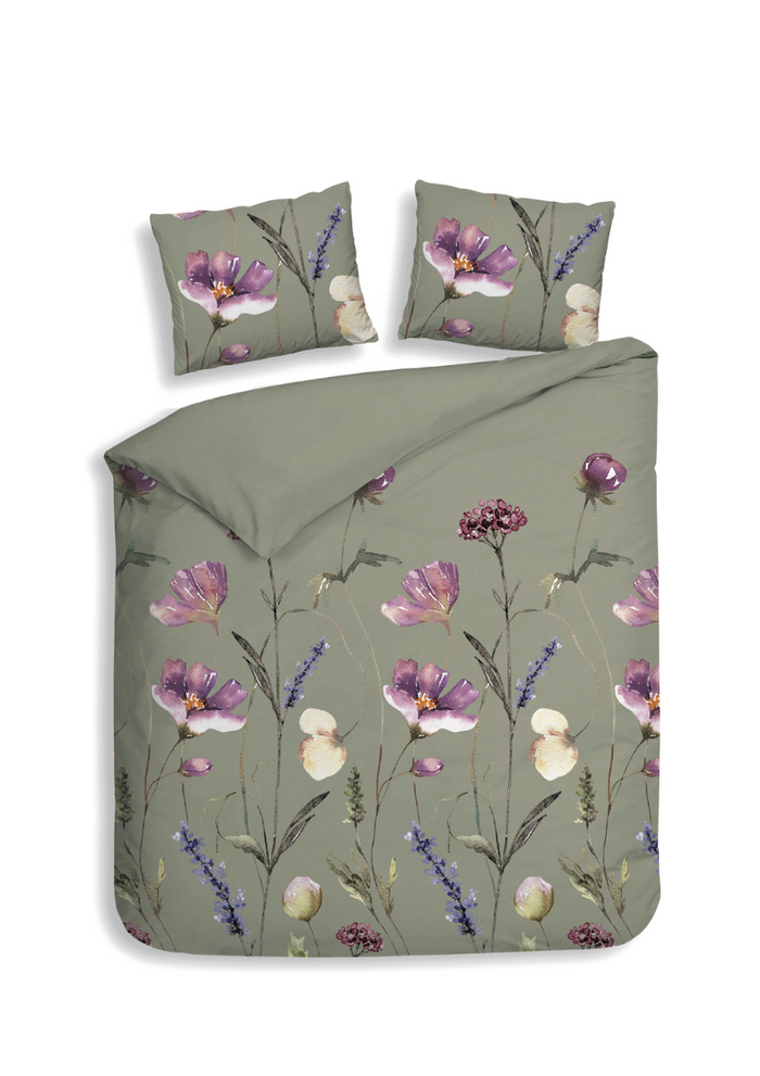 Heckett Lane Dekbedovertrek Flanel Vico - green