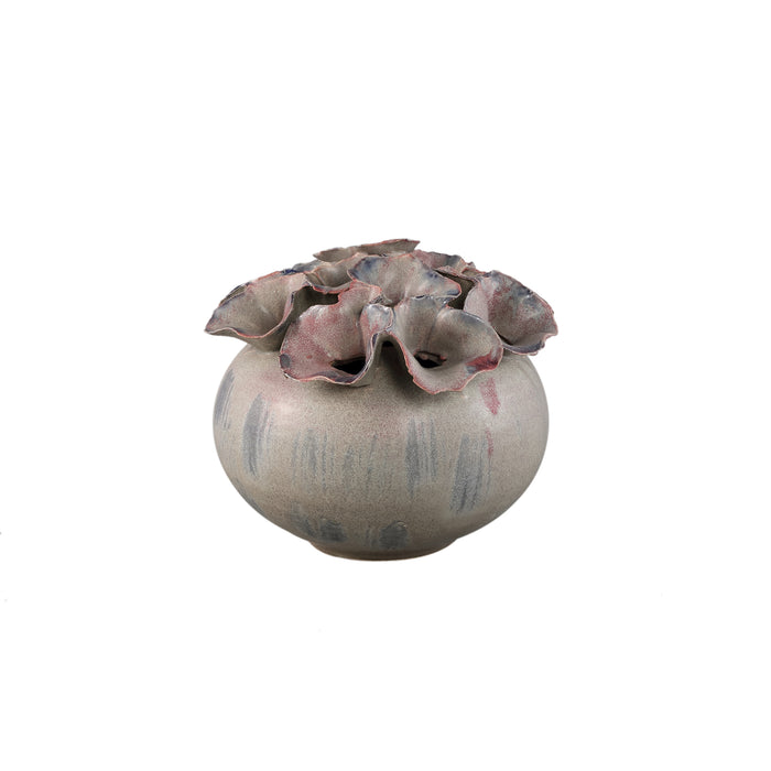 PTMD Jullia Lilac Ceramic Vase Flower Shaped Holes M