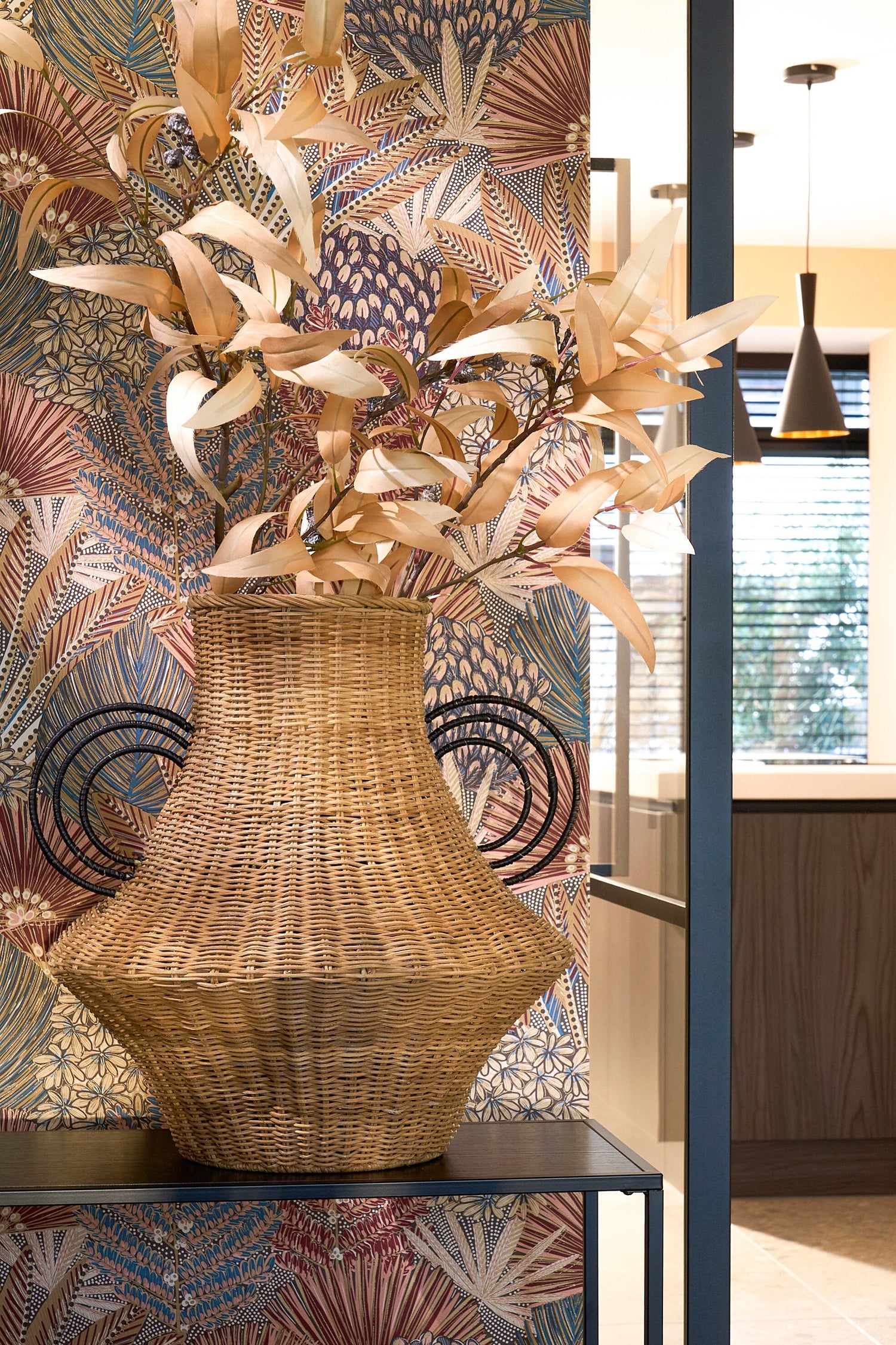 Mica Decorations Fabiola Decoratie Vaas - H43 x Ø30 cm - Rotan - Bruin