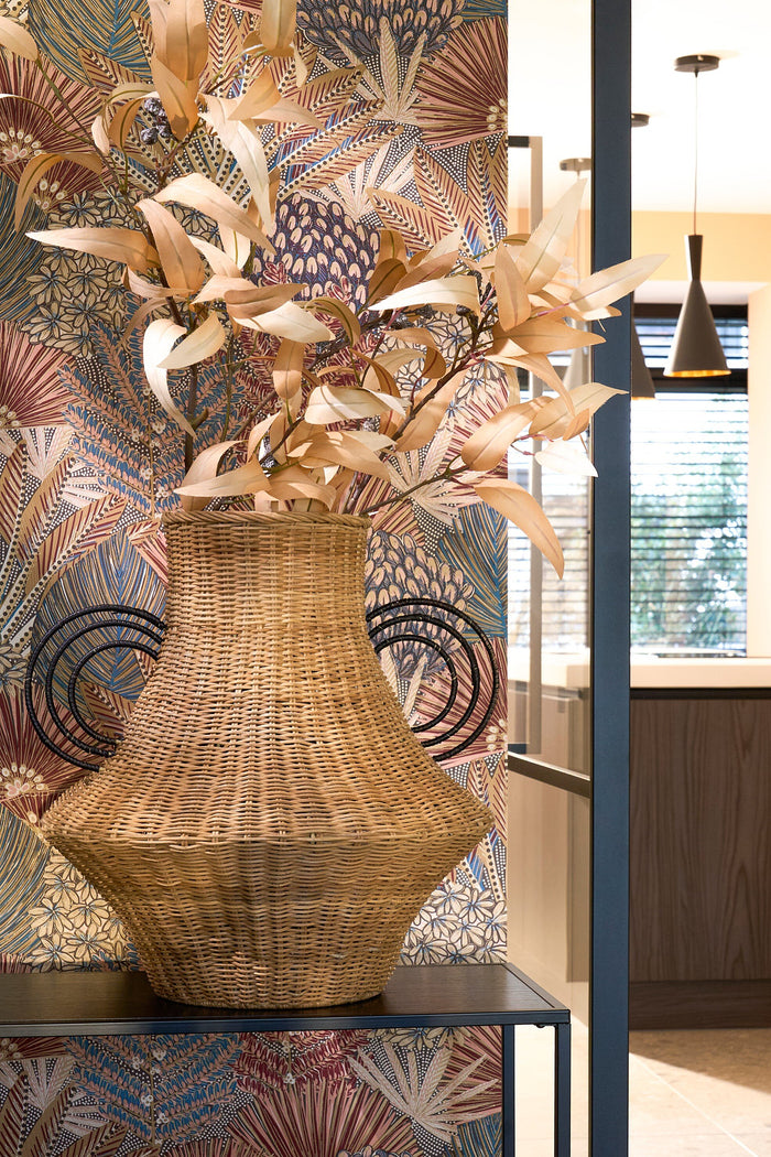 Mica Decorations Fabiola Decoratie Vaas - H43 x Ø30 cm - Rotan - Bruin