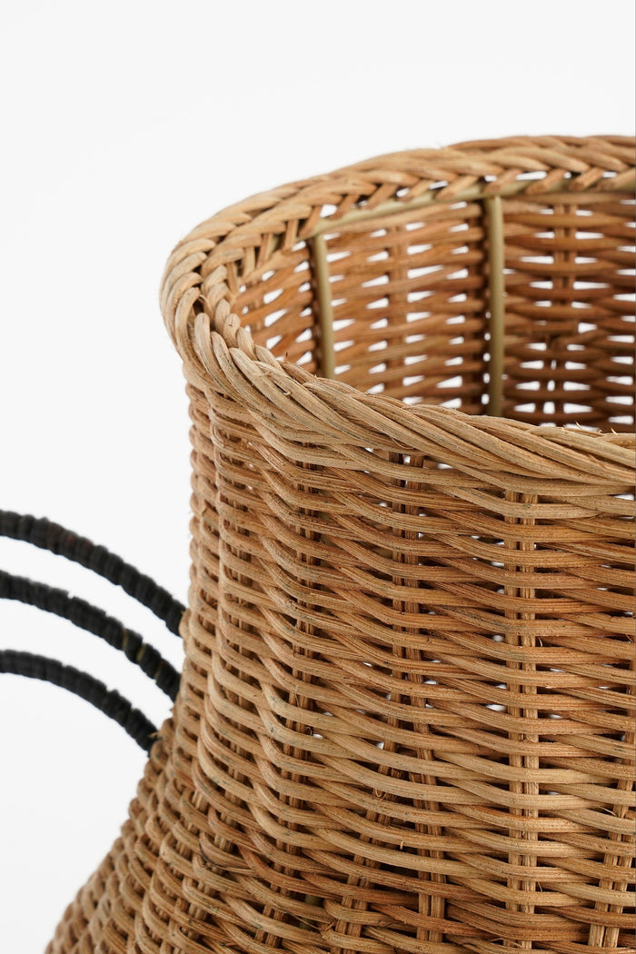 Mica Decorations Fabiola Decoratie Vaas - H43 x Ø30 cm - Rotan - Bruin
