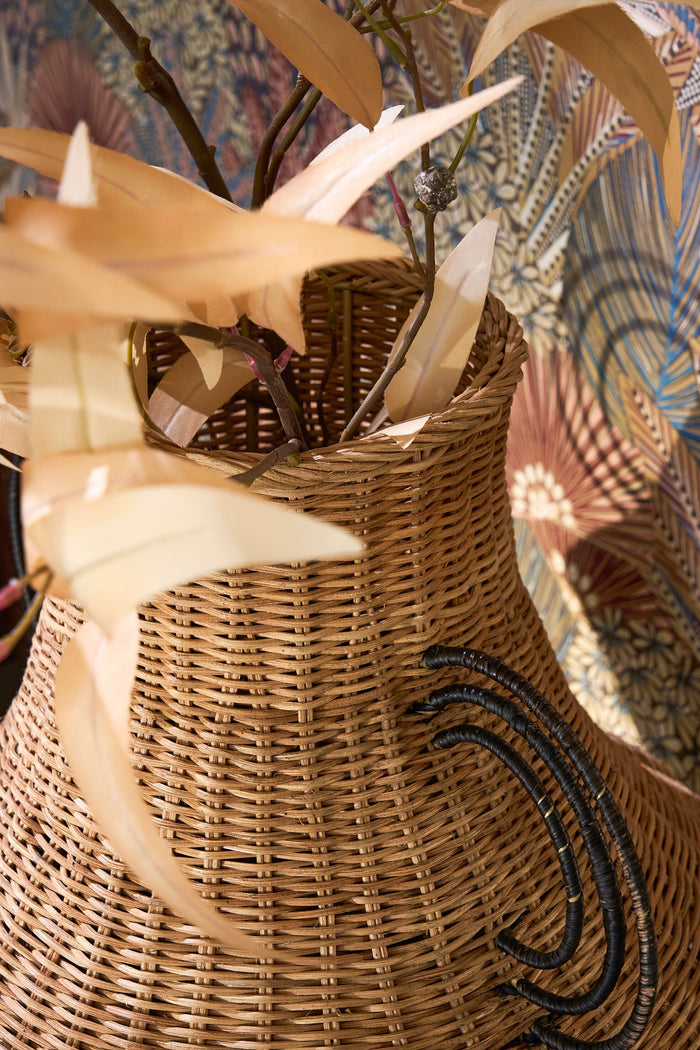 Mica Decorations Fabiola Decoratie Vaas - H43 x Ø30 cm - Rotan - Bruin