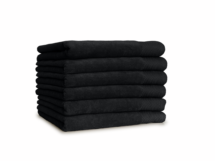 LINNICKVelours Handdoek  Katoen 50x100cm - black - Set van 10