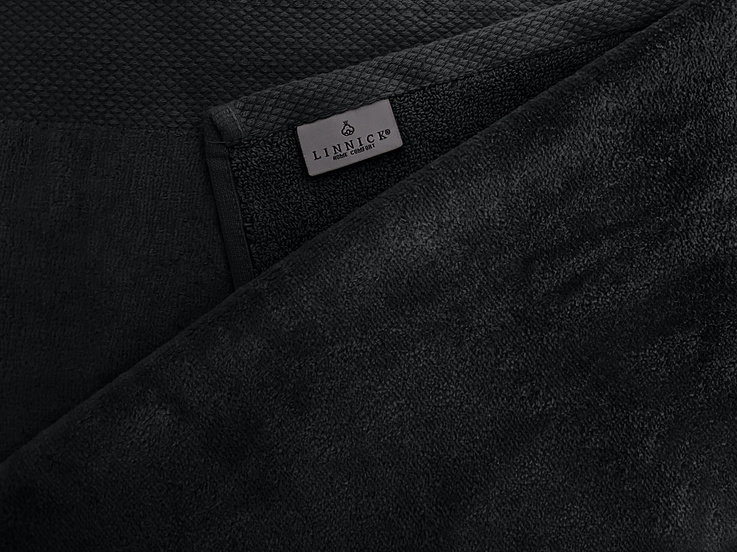 LINNICKVelours Handdoek  Katoen 60x110cm - black - Set van 6