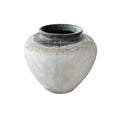PTMD Jinsu White Round GRC Jar Pot W Dark Border M