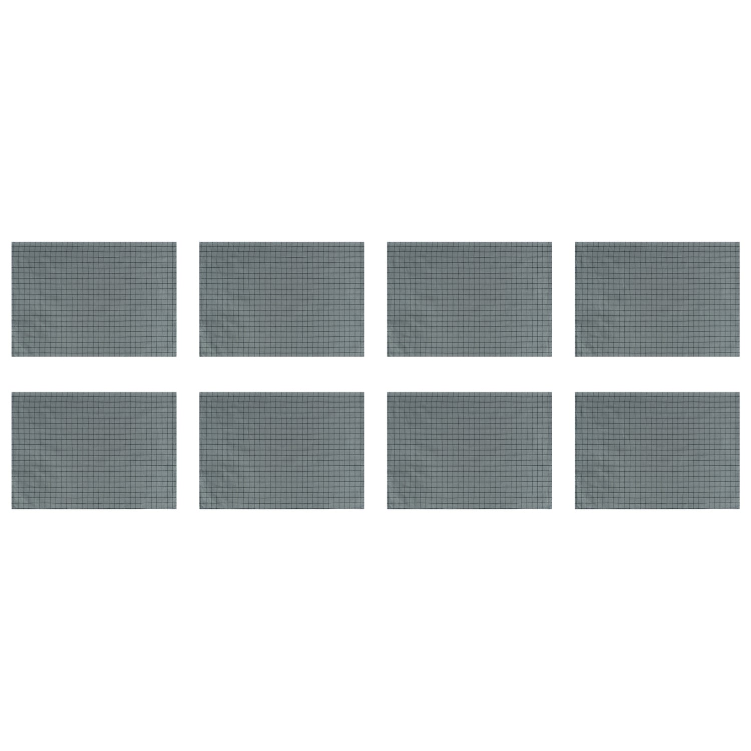 Krumble Theedoek met ruitpatroon klein - Katoen - Grijs - Set van 8