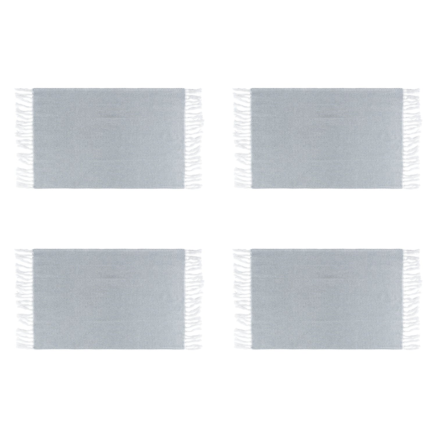 Krumble Theedoek met franjes - Katoen - Grijs - Set van 4