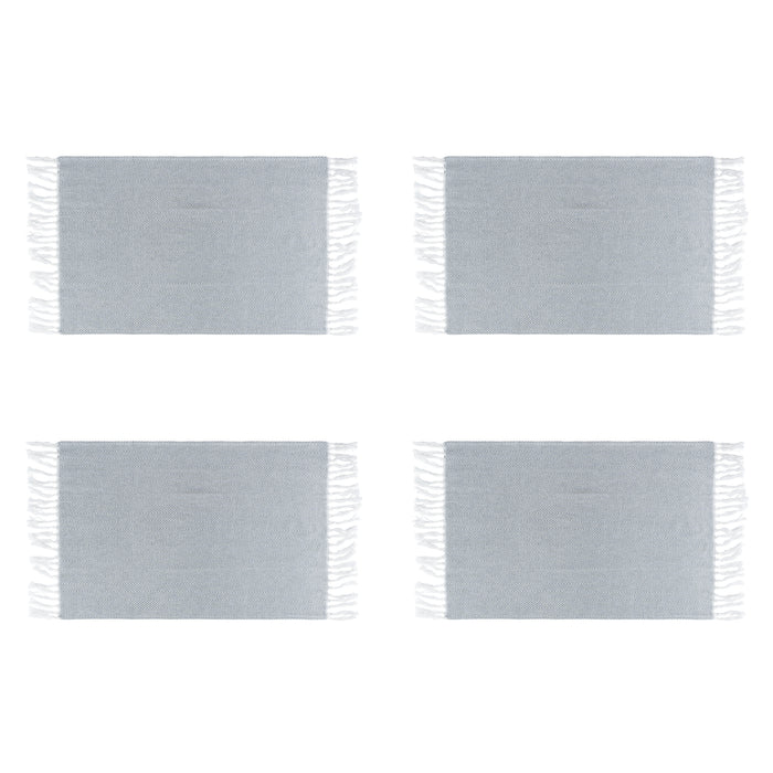 Krumble Theedoek met franjes - Katoen - Grijs - Set van 4
