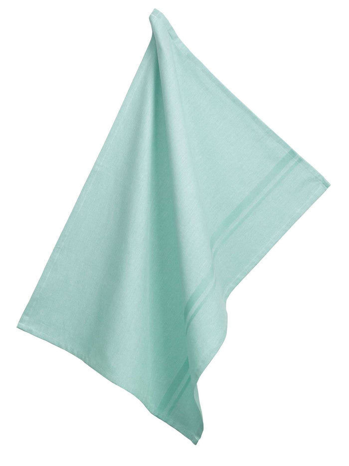 Theedoek, Set van 4 Stuks, Katoen, Aquablauw met Streep, 70 x 50 cm -