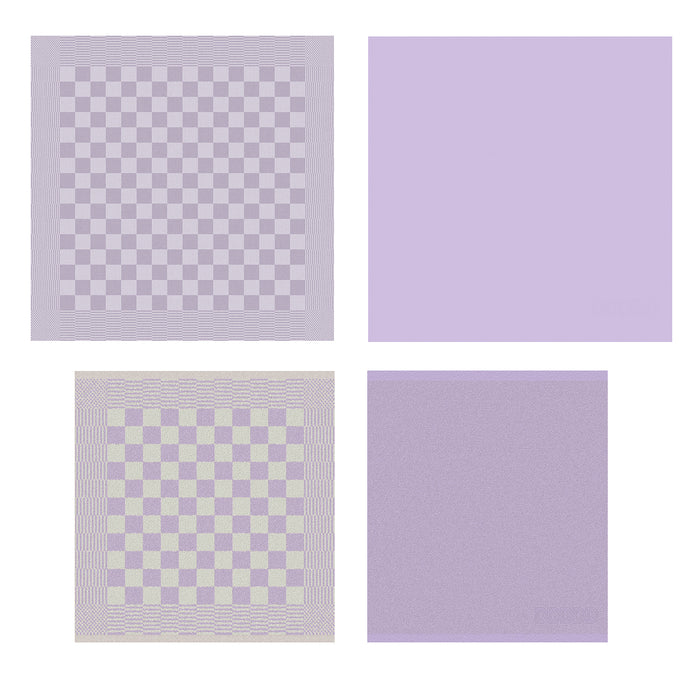 DDDDD 2x theedoek + 2x keukendoek Barbeque & logo - lila