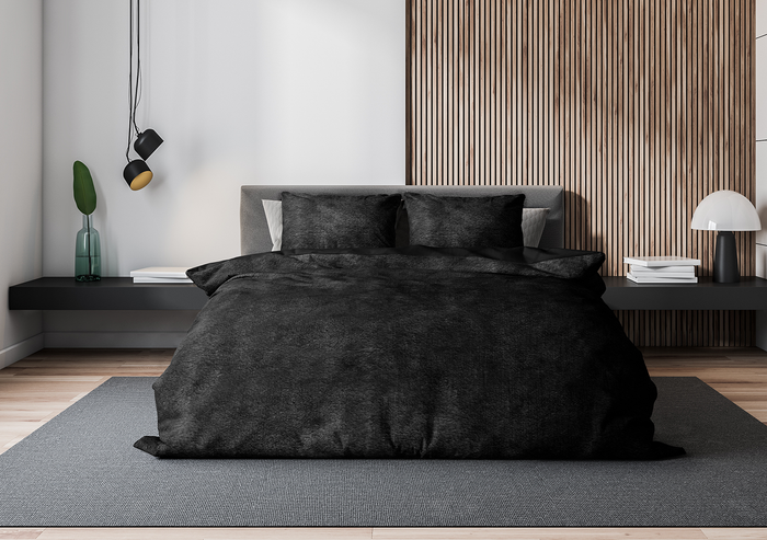 Eleganzzz Dekbedovertrek Flanel Fleece - black