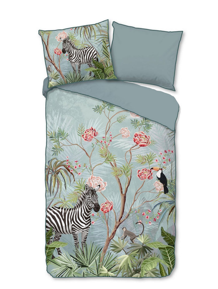 Descanso Dekbedovertrek Biologische Katoen Satijn Yasmin - aqua