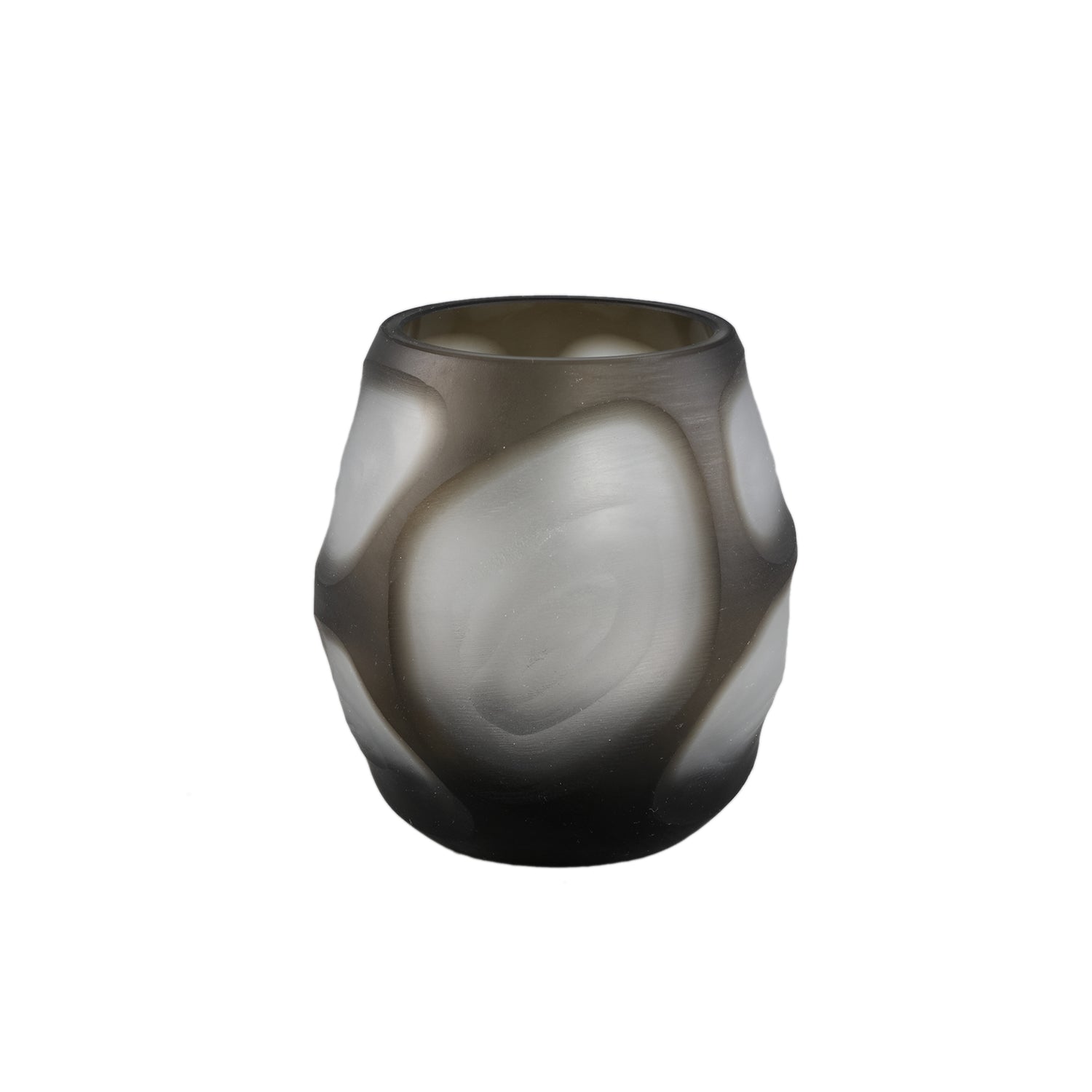 PTMD Azize Green Carved Glass Round Vase Round Motive