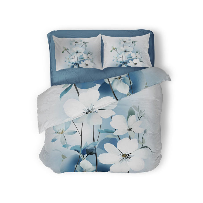 Eleganzzz Dekbedovertrek Micropercal Field of Blooms - blue