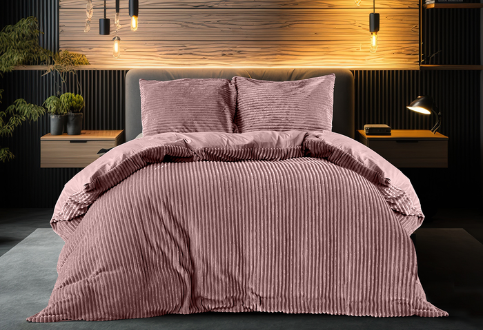 Eleganzzz Dekbedovertrek Teddy Rib Fleece- old rose