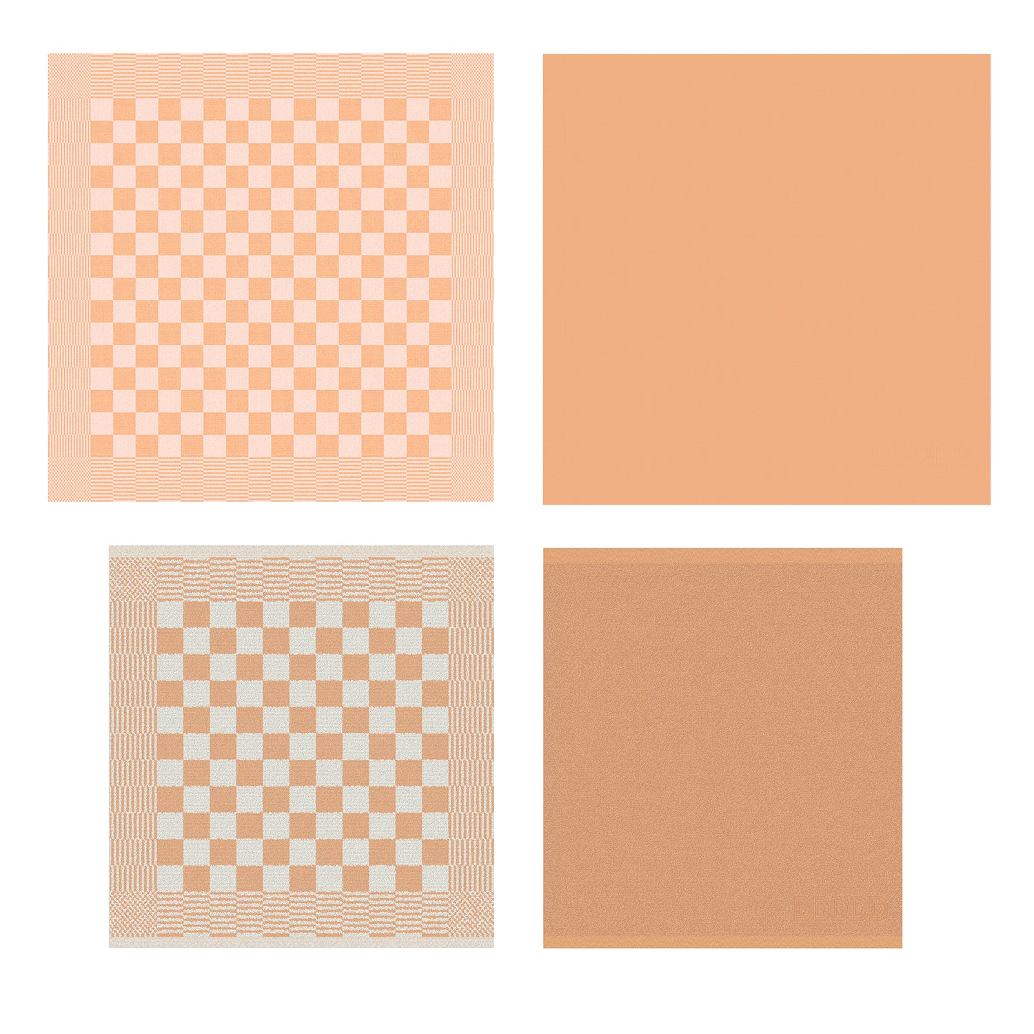 DDDDD 2x theedoek + 2x keukendoek Barbeque & logo - pastel peach