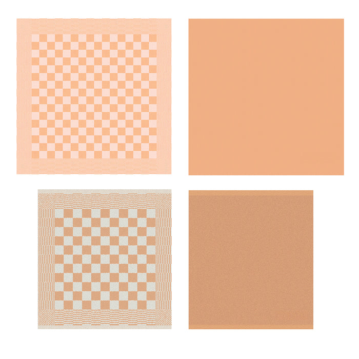 DDDDD 2x theedoek + 2x keukendoek Barbeque & logo - pastel peach