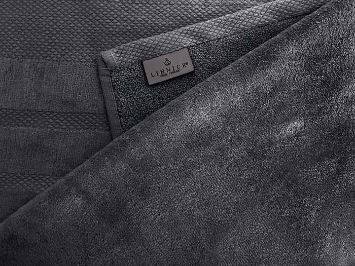 LINNICKVelours Badlaken  Katoen 70x140cm - dark grey - Set van 4