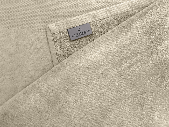 LINNICKVelours Handdoek  Katoen 60x110cm - sand - Set van 6