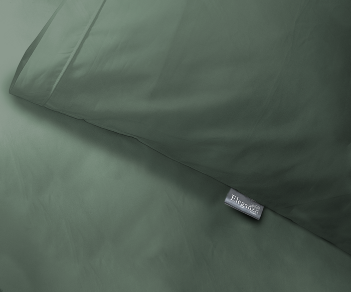 Eleganzzz Dekbedovertrek Uni Perkal Katoen Met Bies - grenat green