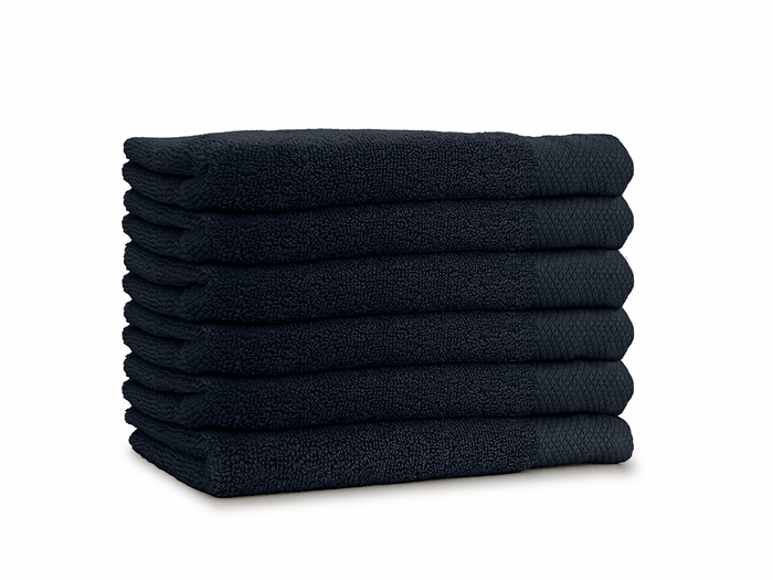 LINNICK Diamond Badstof Handdoek 60x110cm - black - set van 6