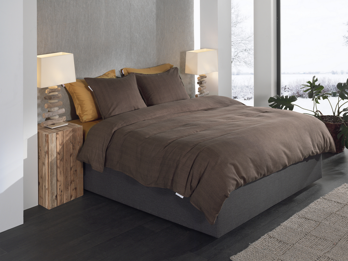 Heckett Lane Dekbedovertrek Flanel Spina - coffee quartz