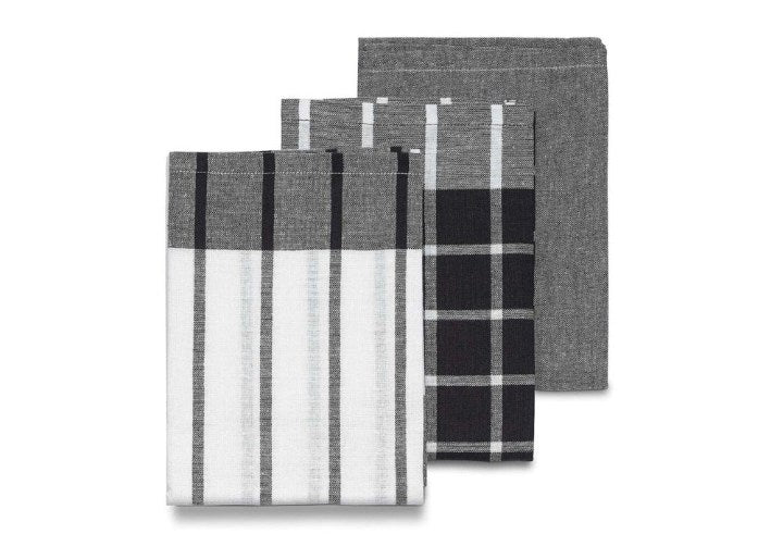 Theedoeken, Set van 3, Zwart, Katoen, 65 x 45 x 0.2 cm - Kela | Pasado