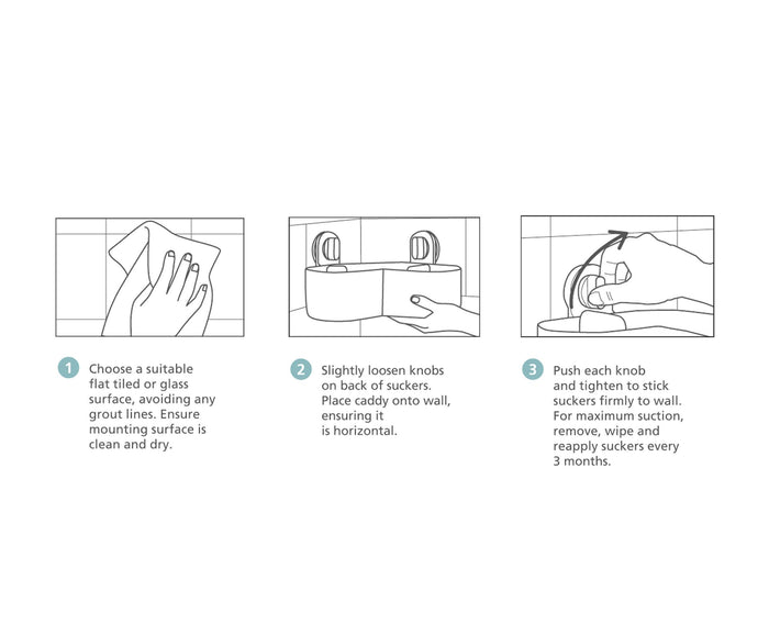 Joseph Joseph Duo Opal - Douchecaddy met Zuignap in Hoekvorm