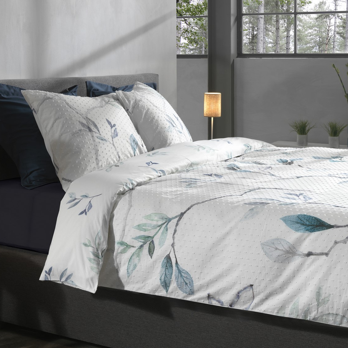 Heckett Lane Dekbedovertrek Katoen Clip Sheared white Leafy - white