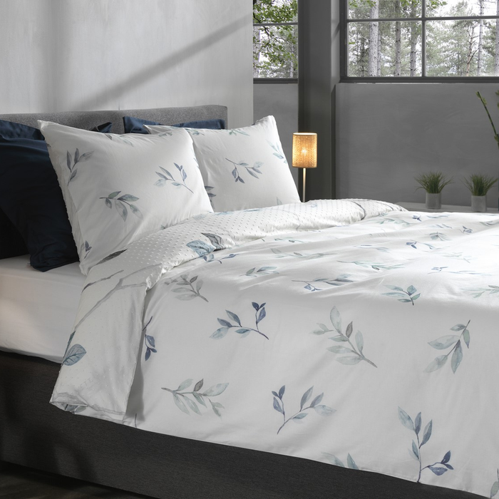 Heckett Lane Dekbedovertrek Katoen Clip Sheared white Leafy - white