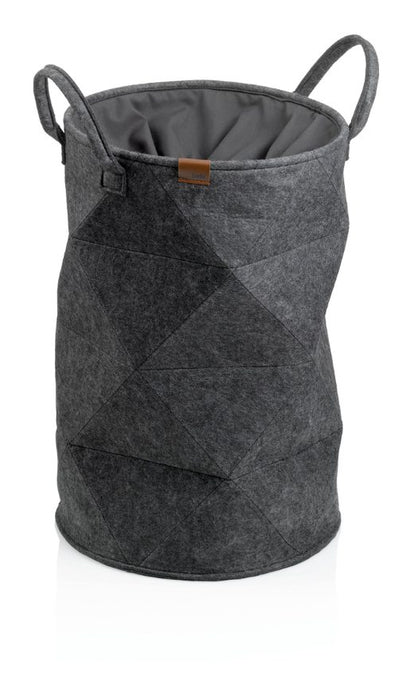 Wasmand met Trekkoord, 33 x 50 cm, Vilt, Rond, Donker Grijs - Kela | F