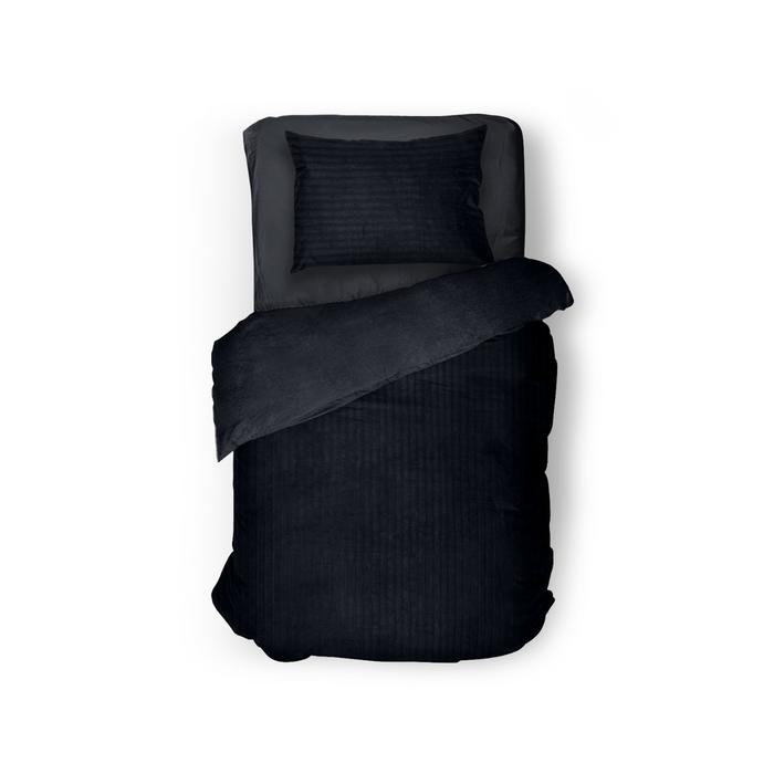 Eleganzzz Dekbedovertrek Teddy Rib Fleece - black