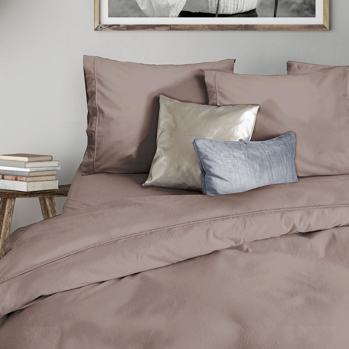 Eleganzzz Dekbedovertrek Uni Perkal Katoen Met Bies - taupe