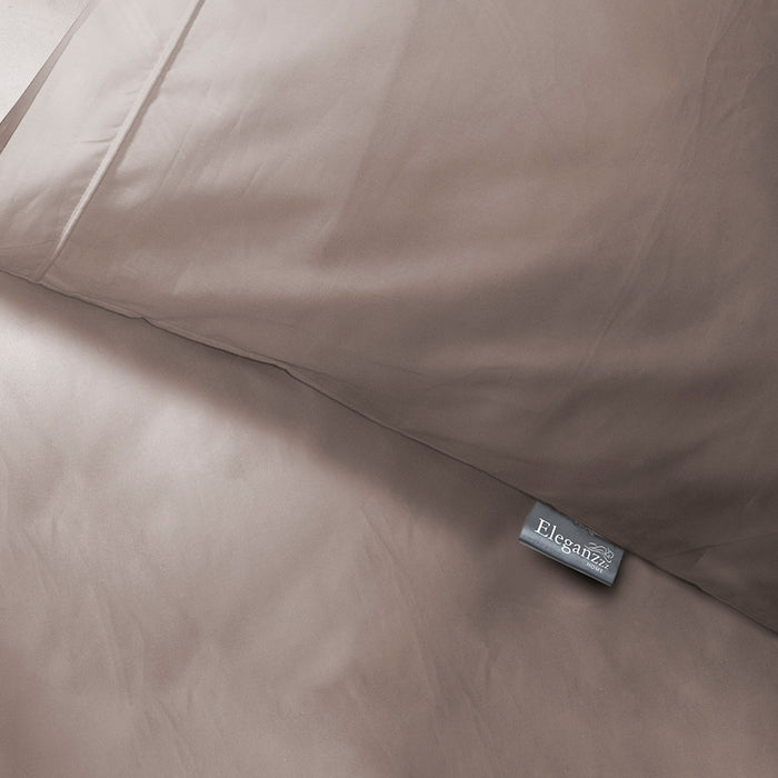 Eleganzzz Dekbedovertrek Uni Perkal Katoen Met Bies - taupe