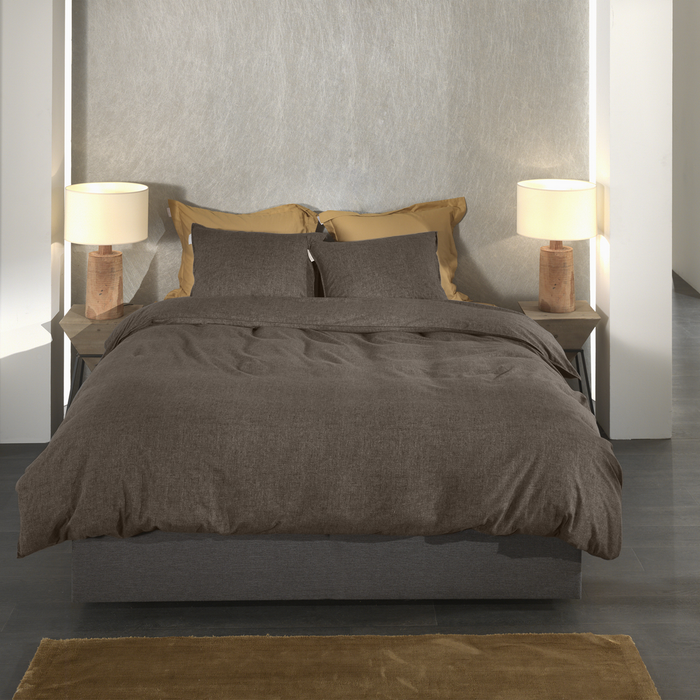 Heckett Lane Dekbedovertrek Flanel Franela - coffee quartz