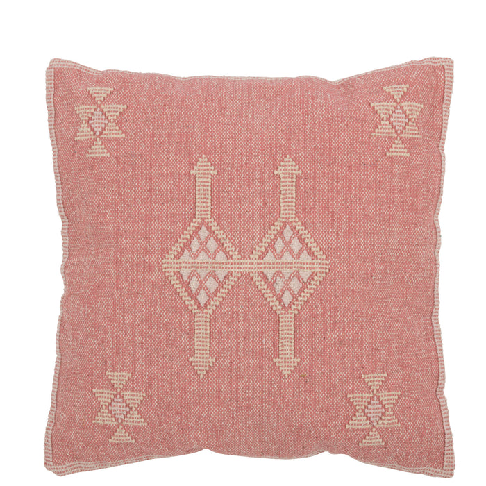 J-line - Kussen Diamanten+pijlen Katoen Perzik Roze - 45x15x45cm