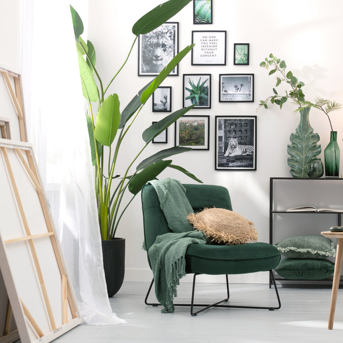 J-line - Kussen Jeff Rond Rafia Naturel Small - 40x40x16.5cm