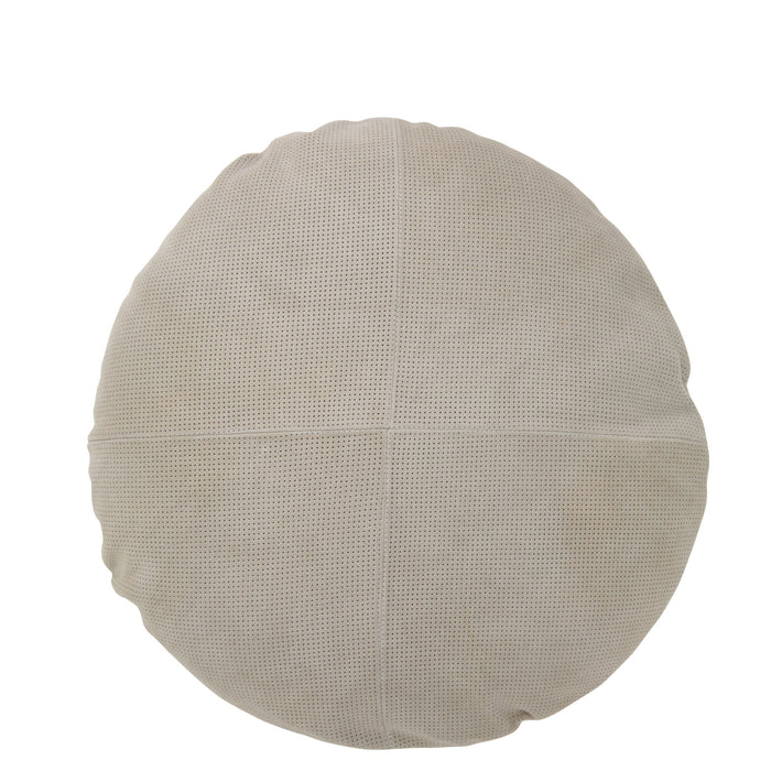 J-line - Kussen Rond Leder Grijs - 45x45x8cm