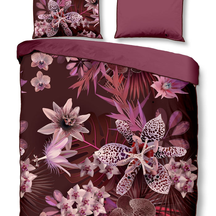 Descanso Dekbedovertrek Biologische Katoen Satijn Farze - bordeaux