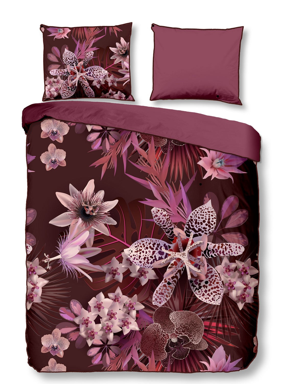 Descanso Dekbedovertrek Biologische Katoen Satijn Farze - bordeaux