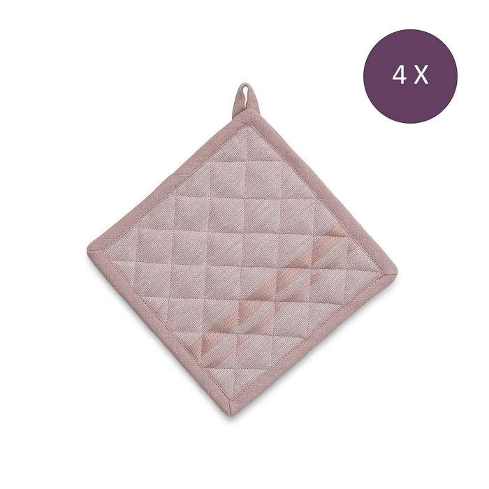 Pannenlap, Set van 4 Stuks, Katoen, Roze met Streep, 20 x 20 cm - Kela